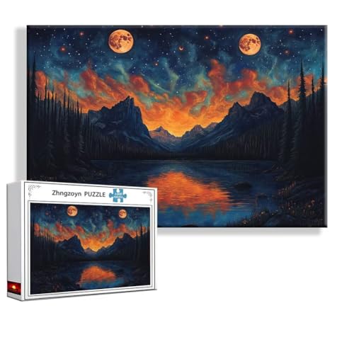 Puzzle 5000 Teile Landschaft, Puzzle Erwachsene Anspruchsvoll Jigsaw Mond Groß XXL 156x105 cm, Klassische Impossible Jigsaw Art für Frauen Männer, Holzpuzzle für Deko Wohnzimmer, Geschenke Ostern K-9 von Zhngzoyn