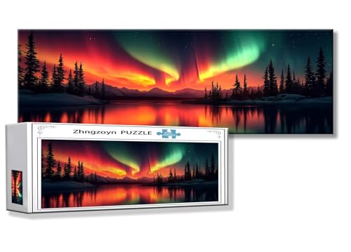 Puzzle Aurora 900 Teile Landschaft Puzzle Erwachsene Anspruchsvoll Groß XXL 87 x 34 cm Jigsaw panorama, 2025 Impossible Jigsaw, Klassische Holzpuzzle für Erwachsene Männer, Frauen, ältere Menschen Y-2 von Zhngzoyn