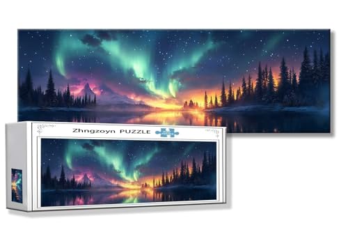 Puzzle Aurora 900 Teile Landschaft Puzzle Erwachsene Anspruchsvoll Groß XXL 87 x 34 cm Jigsaw panorama, 2025 Impossible Jigsaw, Klassische Holzpuzzle für Erwachsene Männer, Frauen, ältere Menschen C-2 von Zhngzoyn