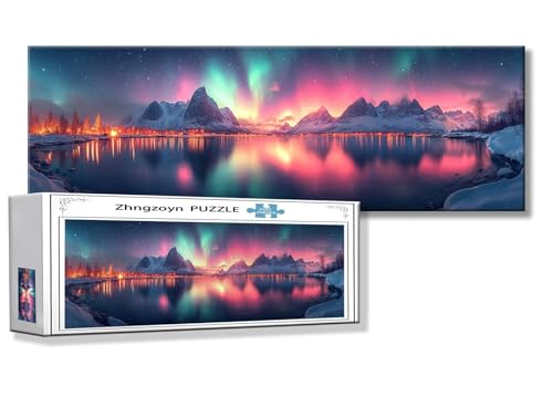 Puzzle Aurora 900 Teile Landschaft Puzzle Erwachsene Anspruchsvoll Groß XXL 87 x 34 cm Jigsaw panorama, 2025 Impossible Jigsaw, Klassische Holzpuzzle für Erwachsene Männer, Frauen, ältere Menschen M-2 von Zhngzoyn