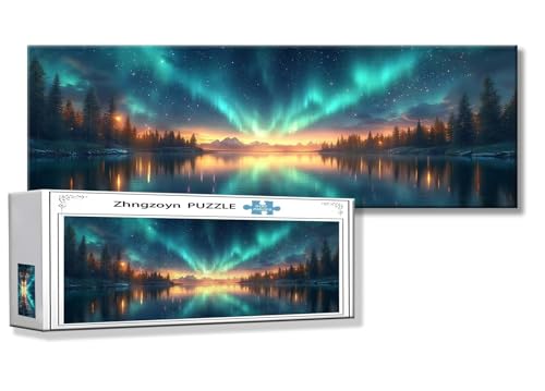 Puzzle Aurora 900 Teile Landschaft Puzzle Erwachsene Anspruchsvoll Groß XXL 87 x 34 cm Jigsaw panorama, 2025 Impossible Jigsaw, Klassische Holzpuzzle für Erwachsene Männer, Frauen, ältere Menschen Q-0 von Zhngzoyn