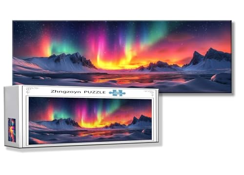 Puzzle Aurora 900 Teile Nordlicht Puzzle Erwachsene Anspruchsvoll Groß XXL 87 x 34 cm Jigsaw Panorama, 2025 Impossible Jigsaw, Klassische Holzpuzzle für Erwachsene Männer, Frauen, ältere Menschen Y-5 von Zhngzoyn
