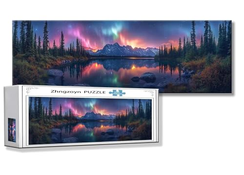 Puzzle Aurora 900 Teile Nordlicht Puzzle Erwachsene Anspruchsvoll Groß XXL 87 x 34 cm Jigsaw Panorama, 2025 Impossible Jigsaw, Klassische Holzpuzzle für Erwachsene Männer, Frauen, ältere Menschen N-8 von Zhngzoyn