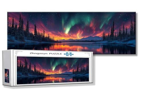 Puzzle Aurora 900 Teile Nordlicht Puzzle Erwachsene Anspruchsvoll Groß XXL 87 x 34 cm Jigsaw Panorama, 2025 Impossible Jigsaw, Klassische Holzpuzzle für Erwachsene Männer, Frauen, ältere Menschen R-2 von Zhngzoyn