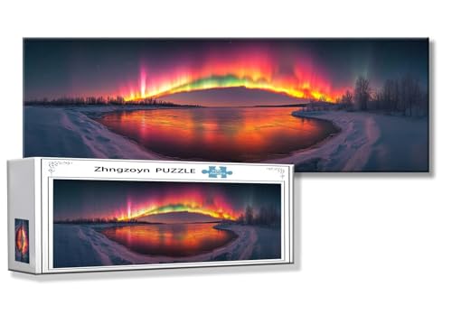 Puzzle Aurora 900 Teile Nordlicht Puzzle Erwachsene Anspruchsvoll Groß XXL 87 x 34 cm Jigsaw Panorama, 2025 Impossible Jigsaw, Klassische Holzpuzzle für Erwachsene Männer, Frauen, ältere Menschen A-4 von Zhngzoyn