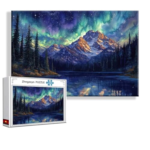 Puzzle Aurora Gebirge 2000 Teile Groß XXL 100 x 70 cm, Jigsaw Art Impossible Erwachsene Anspruchsvoll, Klassische Jigsaw Erwachsene, Junge, Mädchen, Geschicklichkeitsspiel für Die Ganze Familie O-9 von Zhngzoyn