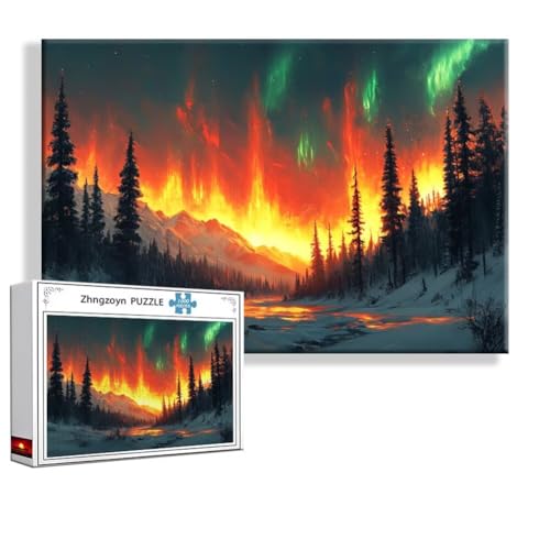 Puzzle Aurora Landschaft 2000 Teile Groß XXL 100 x 70 cm, Jigsaw art Impossible Erwachsene Anspruchsvoll, Klassische Jigsaw Erwachsene, Junge, Mädchen, Geschicklichkeitsspiel für Die Ganze Familie N-3 von Zhngzoyn