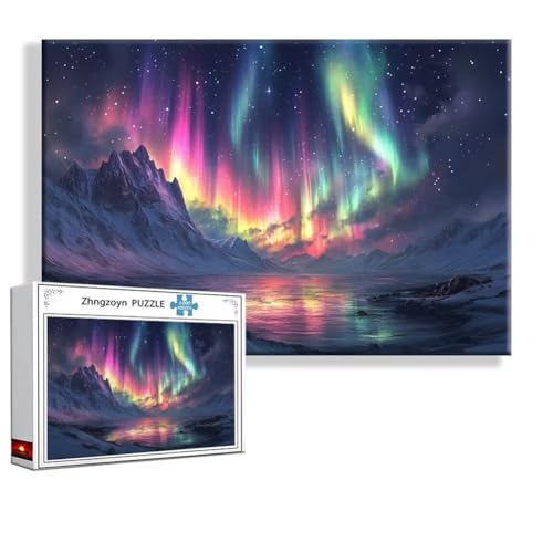 Puzzle Aurora Landschaft 5000 Teile Groß XXL 156x105 cm, Jigsaw Art Impossible Erwachsene Anspruchsvoll, Klassische Jigsaw Erwachsene, Junge, Mädchen, Geschicklichkeitsspiel für Die Ganze Familie K-5 von Zhngzoyn