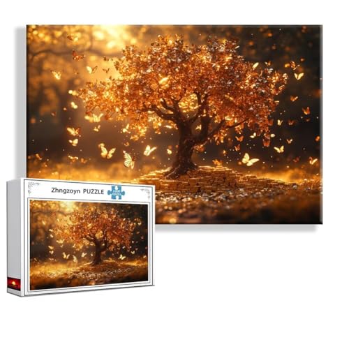 Puzzle Baum Schmetterling 1000 Teile Groß XXL 75 x 50 cm, Jigsaw art Impossible Erwachsene Anspruchsvoll, Klassische Jigsaw Erwachsene, Junge, Mädchen, Geschicklichkeitsspiel für Die Ganze Familie N-2 von Zhngzoyn