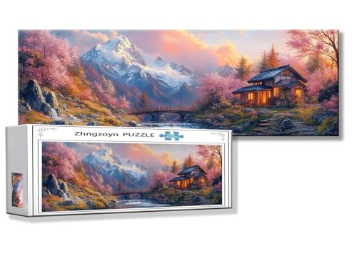 Puzzle Berg 900 Teile Landschaft Puzzle Erwachsene Anspruchsvoll Groß XXL 87 x 34 cm Jigsaw Panorama, 2025 Impossible Jigsaw, Klassische Holzpuzzle für Erwachsene Männer, Frauen, ältere Menschen L-5 von Zhngzoyn
