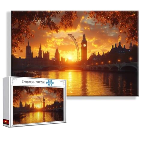 Puzzle Big Ben Landschaft 1000 Teile Groß XXL 75 x 50 cm, Jigsaw art Impossible Erwachsene Anspruchsvoll, Klassische Jigsaw Erwachsene, Junge, Mädchen, Geschicklichkeitsspiel für Die Ganze Familie S-1 von Zhngzoyn