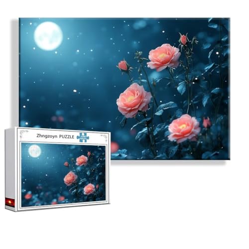 Puzzle Blume Mond 1000 Teile Groß XXL 75 x 50 cm, Jigsaw Art Impossible Erwachsene Anspruchsvoll, DIY Klassische Jigsaw Erwachsene, Junge, Mädchen, Geschicklichkeitsspiel für Die Ganze Familie C-8 von Zhngzoyn