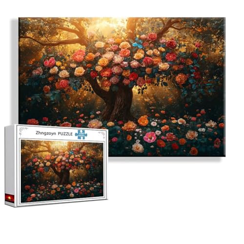 Puzzle Blume Sonnenuntergang 1500 Teile Groß XXL 87x57 cm, Jigsaw Art Impossible Erwachsene Anspruchsvoll, Klassische Jigsaw Erwachsene, Junge, Mädchen, Geschicklichkeitsspiel für Ganze Familie J-5 von Zhngzoyn
