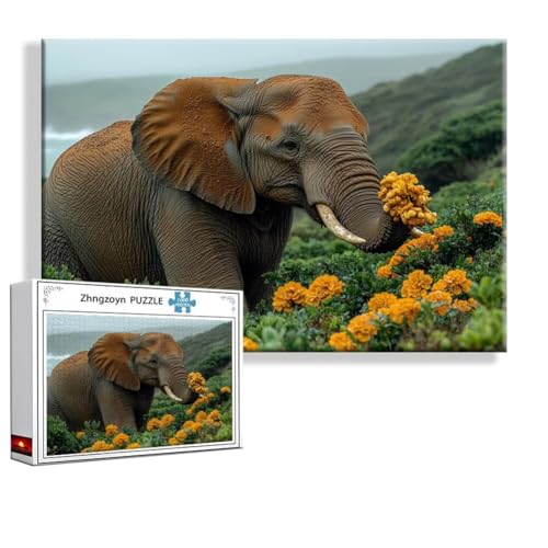 Puzzle Elefant Tier 2000 Teile Groß XXL 100 x 70 cm, Jigsaw Art Impossible Erwachsene Anspruchsvoll, DIY Klassische Jigsaw Erwachsene, Junge, Mädchen, Geschicklichkeitsspiel für Die Ganze Familie B-2 von Zhngzoyn