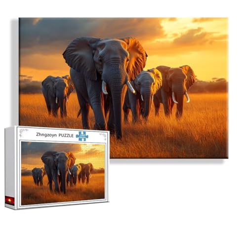 Puzzle Elefant Tier 4000 Teile Groß XXL 140 x 87 cm, Jigsaw Art Impossible Erwachsene Anspruchsvoll, DIY Klassische Jigsaw Erwachsene, Junge, Mädchen, Geschicklichkeitsspiel für Die Ganze Familie L-4 von Zhngzoyn