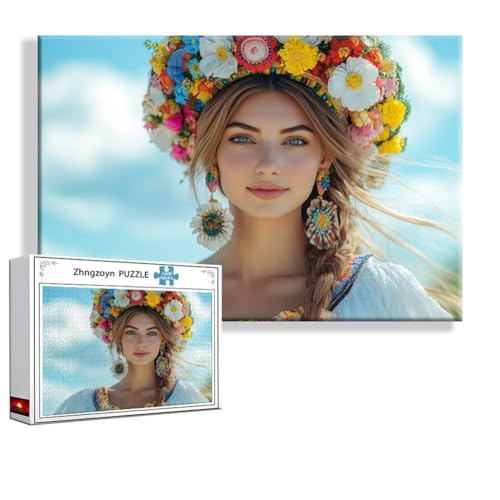 Puzzle Frau Blume 1500 Teile Groß XXL 87 x 57 cm, Jigsaw Art Impossible Erwachsene Anspruchsvoll, DIY Klassische Jigsaw Erwachsene, Junge, Mädchen, Geschicklichkeitsspiel für Die Ganze Familie W-6 von Zhngzoyn