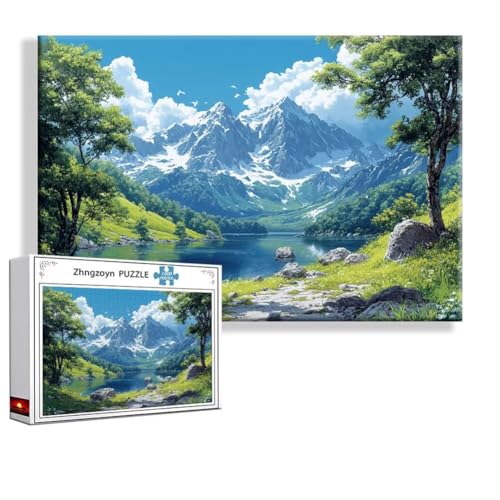 Puzzle Frühling Berg 2000 Teile Groß XXL 100 x 70 cm, Jigsaw art Impossible Erwachsene Anspruchsvoll, DIY Klassische Jigsaw Erwachsene, Junge, Mädchen, Geschicklichkeitsspiel für Die Ganze Familie S-2 von Zhngzoyn