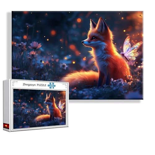 Puzzle Fuchs Schmetterling 1000 Teile Groß XXL 75x50 cm, Jigsaw Art Impossible Erwachsene Anspruchsvoll, Klassische Jigsaw Erwachsene, Junge, Mädchen, Geschicklichkeitsspiel für Die Ganze Familie L-5 von Zhngzoyn