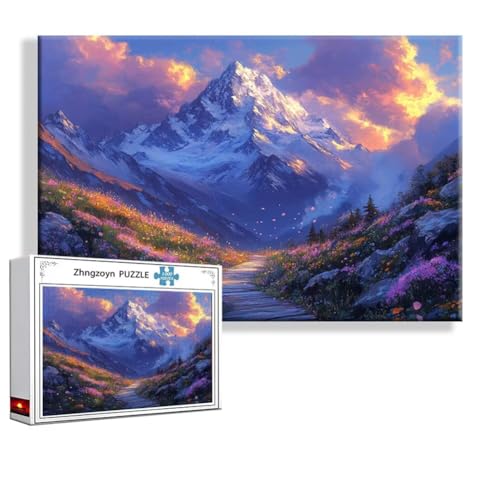 Puzzle Gebirge Frühling 1000 Teile Groß XXL 75 x 50 cm, Jigsaw Art Impossible Erwachsene Anspruchsvoll, Klassische Jigsaw Erwachsene, Junge, Mädchen, Geschicklichkeitsspiel für Die Ganze Familie R-8 von Zhngzoyn