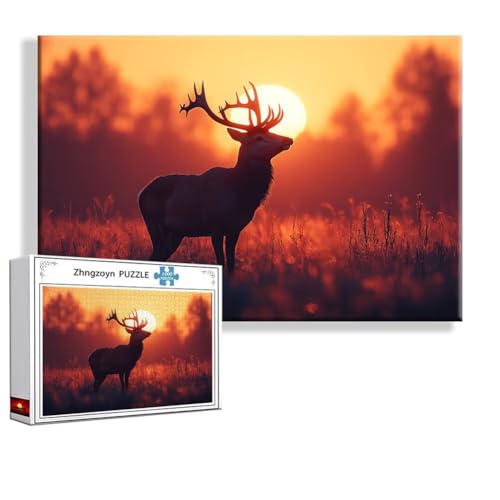 Puzzle Hirsch Tier 1000 Teile Groß XXL 75 x 50 cm, Jigsaw Art Impossible Erwachsene Anspruchsvoll, DIY Klassische Jigsaw Erwachsene, Junge, Mädchen, Geschicklichkeitsspiel für Die Ganze Familie C-0 von Zhngzoyn