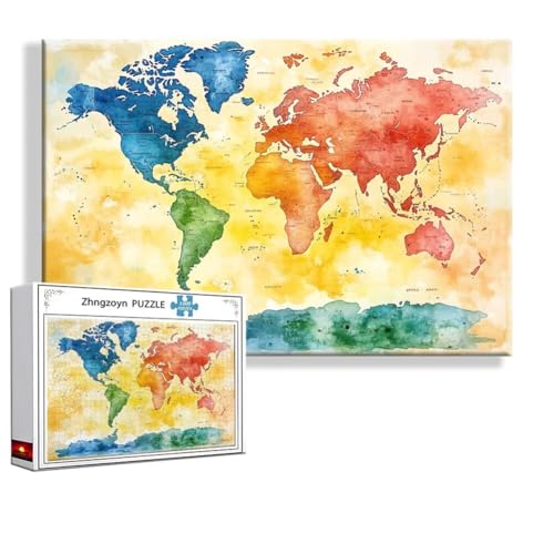 Puzzle Karte Bunt 1000 Teile Groß XXL 75 x 50 cm, Jigsaw Art Impossible Erwachsene Anspruchsvoll, DIY Klassische Jigsaw Erwachsene, Junge, Mädchen, Geschicklichkeitsspiel für Die Ganze Familie N-9 von Zhngzoyn
