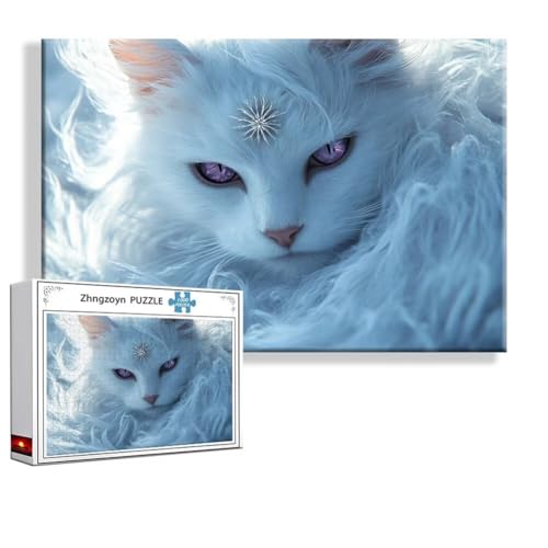 Puzzle Katze Tier 1000 Teile Groß XXL 75 x 50 cm, Jigsaw Art Impossible Erwachsene Anspruchsvoll, DIY Klassische Jigsaw Erwachsene, Junge, Mädchen, Geschicklichkeitsspiel für Die Ganze Familie O-8 von Zhngzoyn