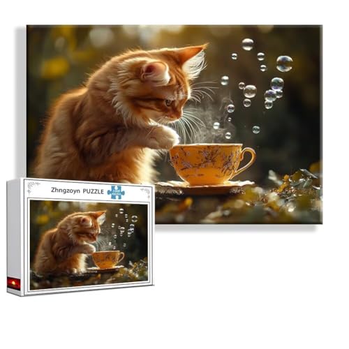 Puzzle Katze Tier 1500 Teile Groß XXL 87 x 57 cm, Jigsaw Art Impossible Erwachsene Anspruchsvoll, DIY Klassische Jigsaw Erwachsene, Junge, Mädchen, Geschicklichkeitsspiel für Die Ganze Familie F-2 von Zhngzoyn