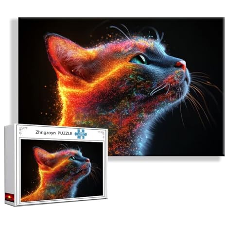 Puzzle Katze Tier 1500 Teile Groß XXL 87 x 57 cm, Jigsaw Art Impossible Erwachsene Anspruchsvoll, DIY Klassische Jigsaw Erwachsene, Junge, Mädchen, Geschicklichkeitsspiel für Die Ganze Familie V-0 Puzzle Katze Tier 1500 Teile Groß XXL 87 x 57 cm, Jigsaw Art Impossible Erwachsene Anspruchsvoll, DIY Klassische Jigsaw Erwachsene, Junge, Mädchen, Geschicklichkeitsspiel für Die Ganze Familie V-0 von Zhngzoyn