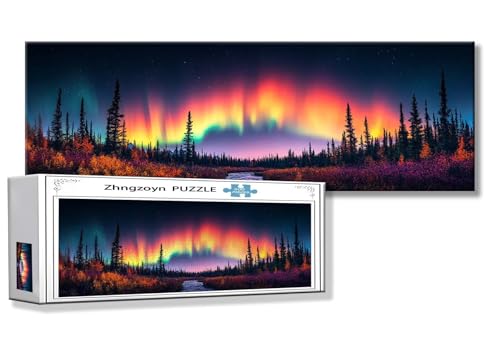 Puzzle Landschaft 900 Teile Aurora Puzzle Erwachsene Anspruchsvoll Groß XXL 87 x 34 cm Jigsaw panorama, 2025 Impossible Jigsaw, Klassische Holzpuzzle für Erwachsene Männer, Frauen, ältere Menschen Z-1 von Zhngzoyn