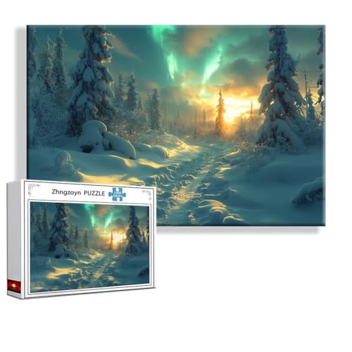 Puzzle Landschaft Aurora 4000 Teile Groß XXL 140 x 87 cm, Jigsaw art Impossible Erwachsene Anspruchsvoll, Klassische Jigsaw Erwachsene, Junge, Mädchen, Geschicklichkeitsspiel für Die Ganze Familie K-4 von Zhngzoyn