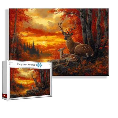 Puzzle Landschaft Hirsch 3000 Teile Groß XXL 120 x 80 cm, Jigsaw art Impossible Erwachsene Anspruchsvoll, Klassische Jigsaw Erwachsene, Junge, Mädchen, Geschicklichkeitsspiel für Die Ganze Familie H-7 von Zhngzoyn