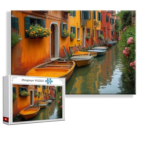 Puzzle Landschaft Venedig 1000 Teile Groß XXL 75 x 50 cm, Jigsaw art Impossible Erwachsene Anspruchsvoll, Klassische Jigsaw Erwachsene, Junge, Mädchen, Geschicklichkeitsspiel für Die Ganze Familie K-7 von Zhngzoyn
