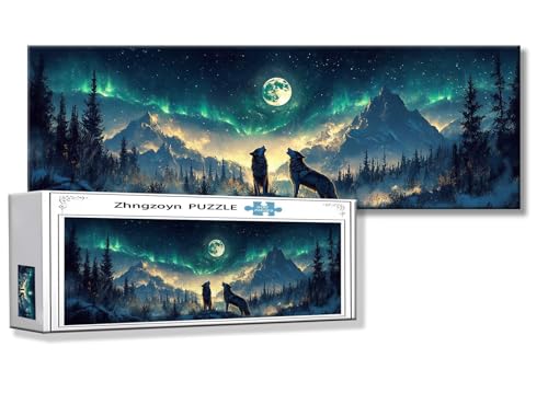 Puzzle Mond 900 Teile Aurora Puzzle Erwachsene Anspruchsvoll Groß XXL 87 x 34 cm Jigsaw Panorama, 2025 Impossible Jigsaw, Klassische Holzpuzzle für Erwachsene Männer, Frauen, ältere Menschen A-8 von Zhngzoyn