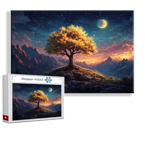 Puzzle Mond Landschaft 1500 Teile Groß XXL 87 x 57 cm, Jigsaw Art Impossible Erwachsene Anspruchsvoll, Klassische Jigsaw Erwachsene, Junge, Mädchen, Geschicklichkeitsspiel für Die Ganze Familie A-5 von Zhngzoyn