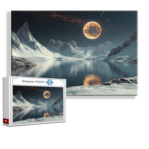 Puzzle Mond Landschaft 2000 Teile Groß XXL 100 x 70 cm, Jigsaw Art Impossible Erwachsene Anspruchsvoll, Klassische Jigsaw Erwachsene, Junge, Mädchen, Geschicklichkeitsspiel für Die Ganze Familie V-0 von Zhngzoyn