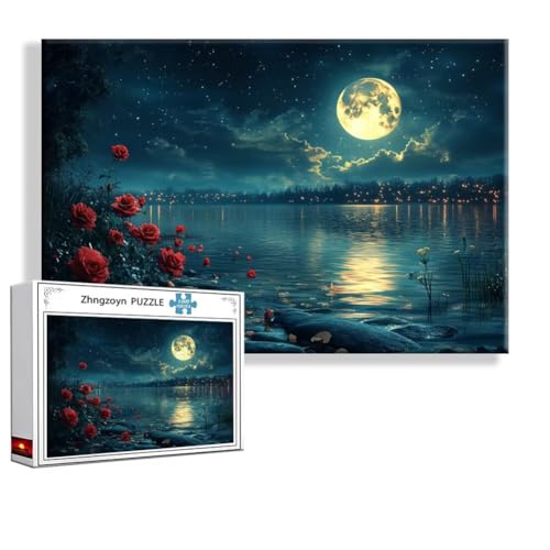 Puzzle Mond Rose 2000 Teile Groß XXL 100 x 70 cm, Jigsaw Art Impossible Erwachsene Anspruchsvoll, DIY Klassische Jigsaw Erwachsene, Junge, Mädchen, Geschicklichkeitsspiel für Die Ganze Familie O-2 von Zhngzoyn
