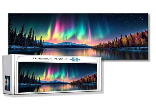 Puzzle Nordlicht 900 Teile Aurora Puzzle Erwachsene Anspruchsvoll Groß XXL 87 x 34 cm Jigsaw Panorama, 2025 Impossible Jigsaw, Klassische Holzpuzzle für Erwachsene Männer, Frauen, ältere Menschen P-5 von Zhngzoyn