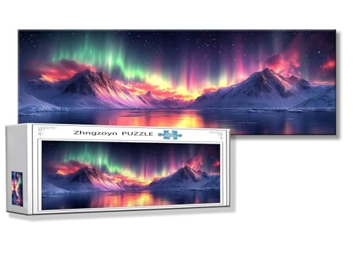 Puzzle Nordlicht 900 Teile Aurora Puzzle Erwachsene Anspruchsvoll Groß XXL 87 x 34 cm Jigsaw Panorama, 2025 Impossible Jigsaw, Klassische Holzpuzzle für Erwachsene Männer, Frauen, ältere Menschen U-2 von Zhngzoyn