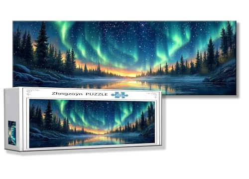 Puzzle Nordlicht 900 Teile Aurora Puzzle Erwachsene Anspruchsvoll Groß XXL 87 x 34 cm Jigsaw Panorama, 2025 Impossible Jigsaw, Klassische Holzpuzzle für Erwachsene Männer, Frauen, ältere Menschen Y-4 von Zhngzoyn