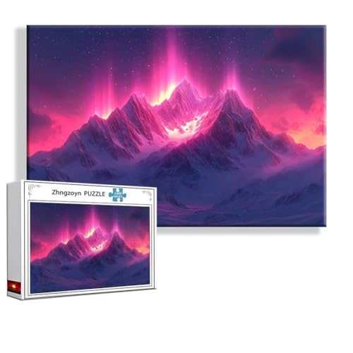 Puzzle Nordlicht Berg 2000 Teile Groß XXL 100 x 70 cm, Jigsaw Art Impossible Erwachsene Anspruchsvoll, Klassische Jigsaw Erwachsene, Junge, Mädchen, Geschicklichkeitsspiel für Die Ganze Familie Z-8 von Zhngzoyn