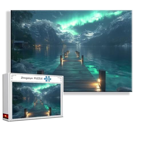 Puzzle Nordlicht Landschaft 2000 Teile Groß XXL 100x70 cm, Jigsaw Art Impossible Erwachsene Anspruchsvoll, Klassische Jigsaw Erwachsene, Junge, Mädchen, Geschicklichkeitsspiel für Ganze Familie A-4 von Zhngzoyn