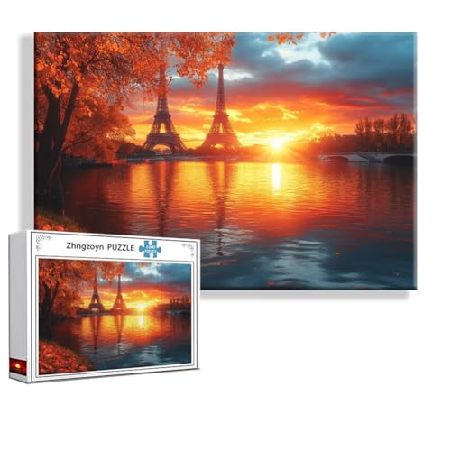 Puzzle Paris Sonnenuntergang 3000 Teile Groß XXL 120x80 cm, Jigsaw Art Impossible Erwachsene Anspruchsvoll, Klassische Jigsaw Erwachsene, Junge, Mädchen, Geschicklichkeitsspiel für Familie B-2 von Zhngzoyn