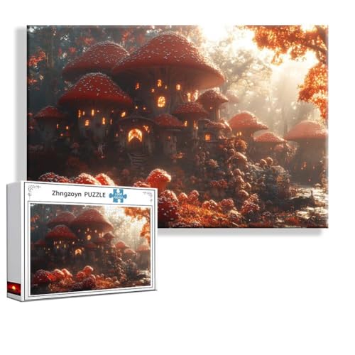 Puzzle Pilz Landschaft 1000 Teile Groß XXL 75 x 50 cm, Jigsaw Art Impossible Erwachsene Anspruchsvoll, Klassische Jigsaw Erwachsene, Junge, Mädchen, Geschicklichkeitsspiel für Die Ganze Familie R-5 von Zhngzoyn