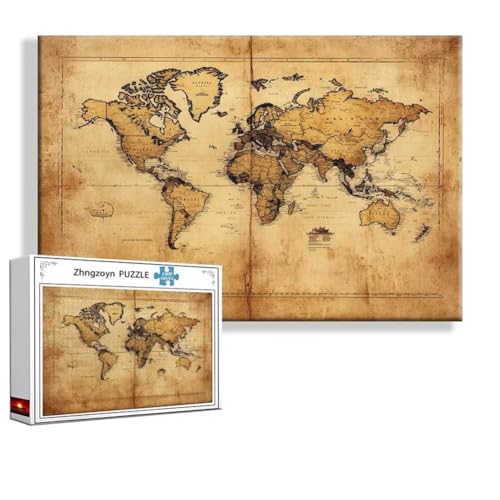 Puzzle Retro Karte 4000 Teile Groß XXL 140 x 87 cm, Jigsaw Art Impossible Erwachsene Anspruchsvoll, DIY Klassische Jigsaw Erwachsene, Junge, Mädchen, Geschicklichkeitsspiel für Die Ganze Familie N-9 von Zhngzoyn