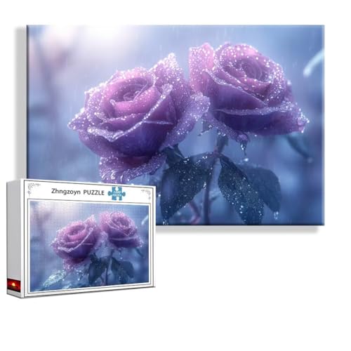 Puzzle Rose Blume 1500 Teile Groß XXL 87 x 57 cm, Jigsaw Art Impossible Erwachsene Anspruchsvoll, DIY Klassische Jigsaw Erwachsene, Junge, Mädchen, Geschicklichkeitsspiel für Die Ganze Familie E-3 von Zhngzoyn