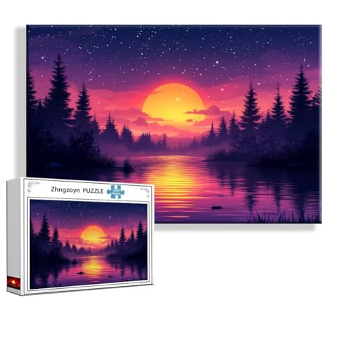 Puzzle Sonnenuntergang Baum 1500 Teile Groß XXL 87x57 cm, Jigsaw art Impossible Erwachsene Anspruchsvoll, Klassische Jigsaw Erwachsene, Junge, Mädchen, Geschicklichkeitsspiel für Die Ganze Familie O-1 von Zhngzoyn