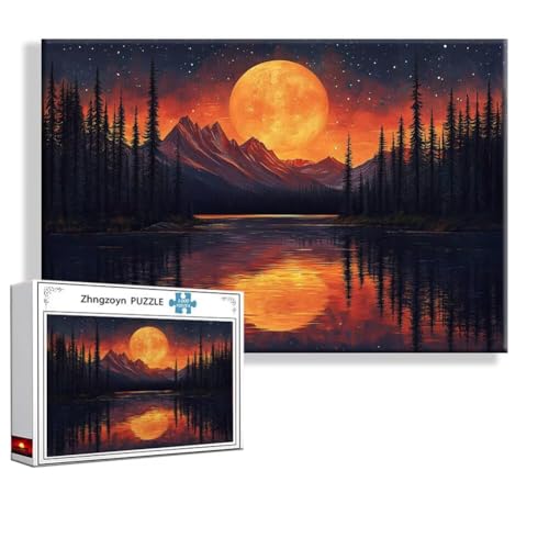 Puzzle Sonnenuntergang Landschaft 1000 Teile Groß XXL 75x50 cm, Jigsaw Art Impossible Erwachsene Anspruchsvoll, Klassische Jigsaw Erwachsene, Junge, Mädchen, Geschicklichkeitsspiel für Familie T-8 von Zhngzoyn