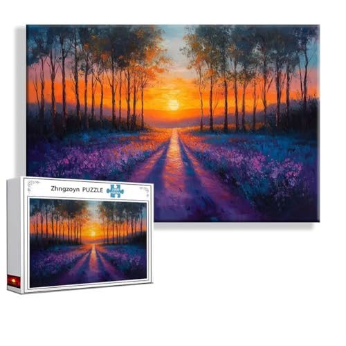 Puzzle Sonnenuntergang Landschaft 1500 Teile Groß XXL 87x57 cm, Jigsaw Art Impossible Erwachsene Anspruchsvoll, Klassische Jigsaw Erwachsene, Junge, Mädchen, Geschicklichkeitsspiel für Familie D-0 von Zhngzoyn