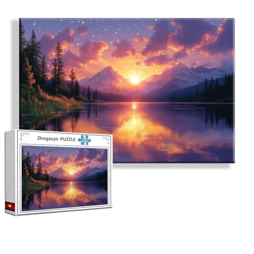 Puzzle Sonnenuntergang Landschaft 4000 Teile Groß XXL 140x87 cm, Jigsaw Art Impossible Erwachsene Anspruchsvoll, Klassische Jigsaw Erwachsene, Junge, Mädchen, Geschicklichkeitsspiel für Familie E-5 von Zhngzoyn