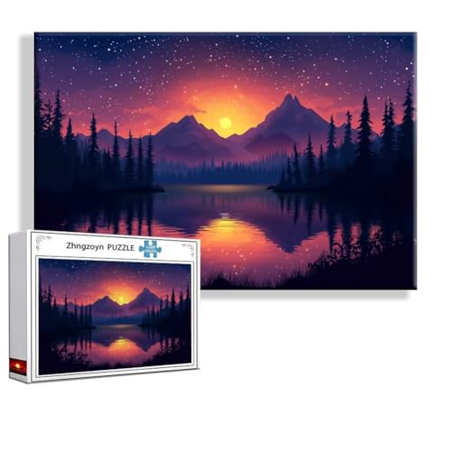Puzzle Sonnenuntergang Landschaft 4000 Teile Groß XXL 140x87 cm, Jigsaw Art Impossible Erwachsene Anspruchsvoll, Klassische Jigsaw Erwachsene, Junge, Mädchen, Geschicklichkeitsspiel für Familie L-7 von Zhngzoyn